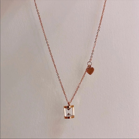 HOURGLASS ♡ AAA Cubic Zirconia Diamond Stainless Steel Necklace - Picture 6 of 6